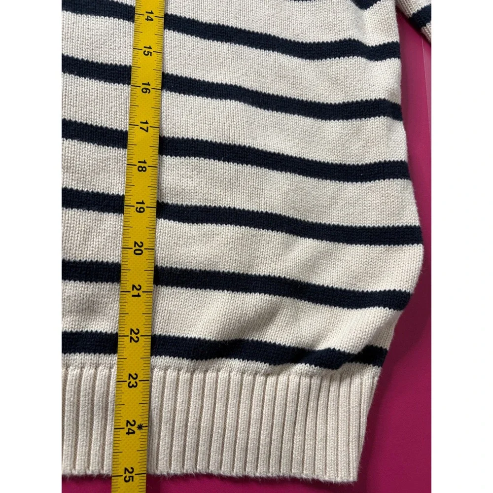 BRANDY MELVILLE Womens Cream Navy Striped Oversized Quarter Zip Sweater One Size